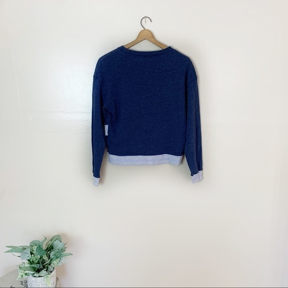 [Victoria's Secret] Blue Long Sleeve Cropped Crewneck Crossover Hem Sweater - Picture 8 of 10